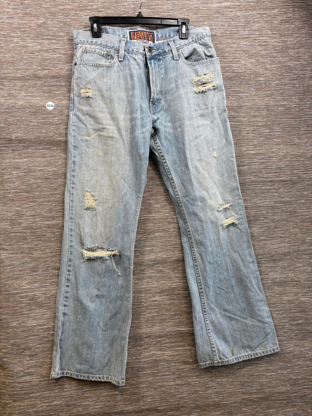 Levi's 527 Jeans Mens 34x30 Blue Light Wash Bootcut Distressed Slim Denim Pants